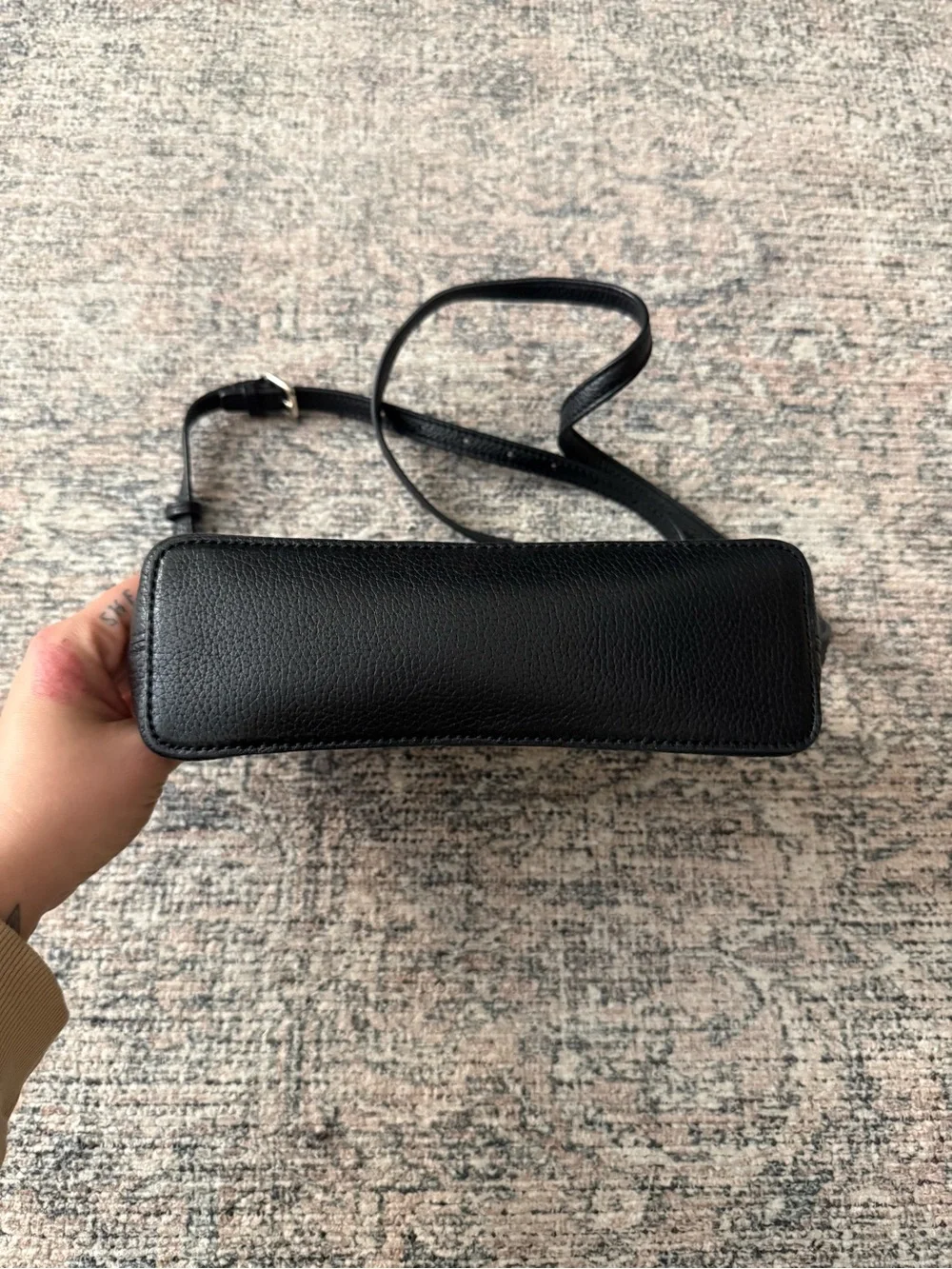 kate spade Black Pebbled Leather Crossbody Bag with Gold Logo